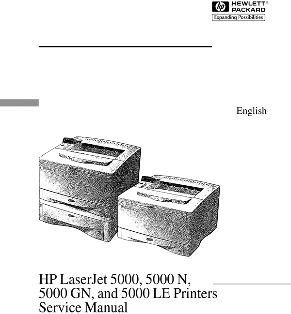 Product picture HP 5000, 5000 N, 5000 GN, 5000 LE Printers Service Manual