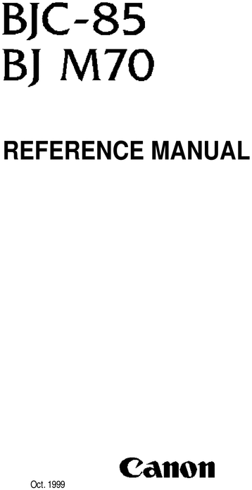Product picture Canon BJC-85, BJ M70 REFERENCE MANUAL
