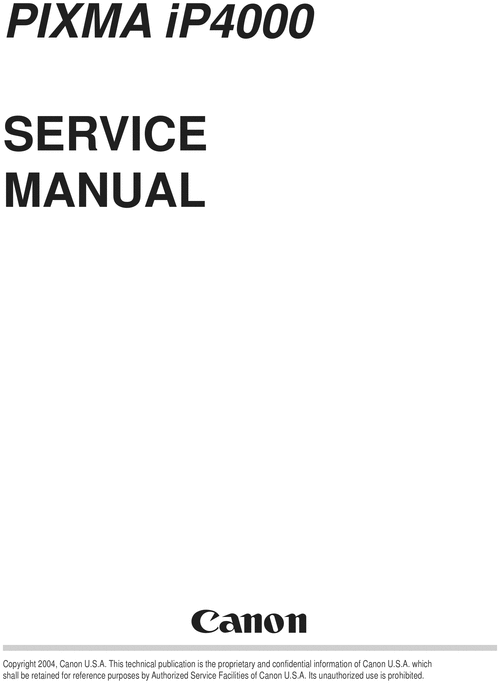 Product picture Canon PIXMA iP4000 Service Manual.pdf