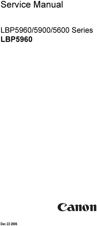 Product picture Canon Service Manual LBP5960/5900/5600 Series LBP5960