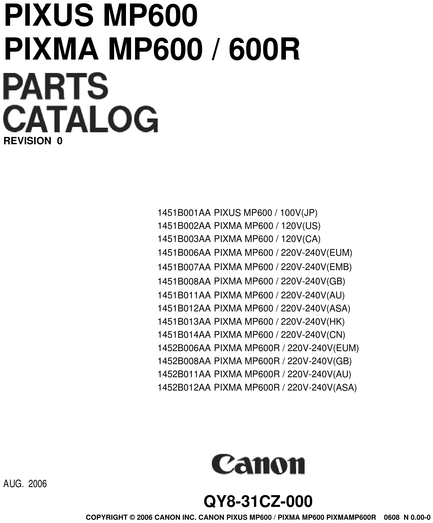 Product picture PIXMA_MP600_MP600R_Parts_Catalog