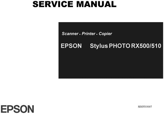 Product picture Epson Stylus Photo Rx500 Rx510 Service Manual