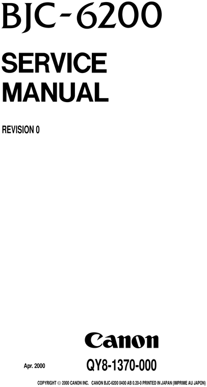Product picture Canon Bjc-6200 Printer Service Manual