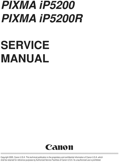 Product picture Canon PIXMA iP5200 / PIXMA iP5200R Printer Service Repair Ma