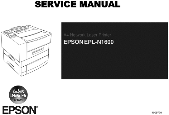 Product picture Epson Epl-n1600 Laser Printer Service Manual