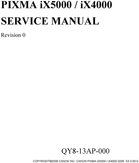 Product picture Canon Pixma Ix5000 / Ix4000 Printer Service Repair Manual